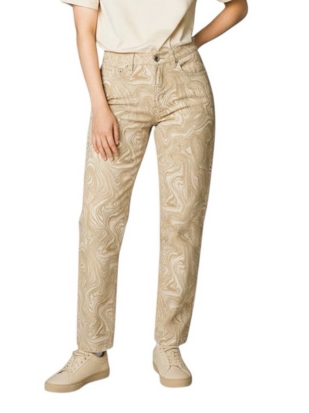 Cotton On Long Straight Jeans in Marble Chalk size 8